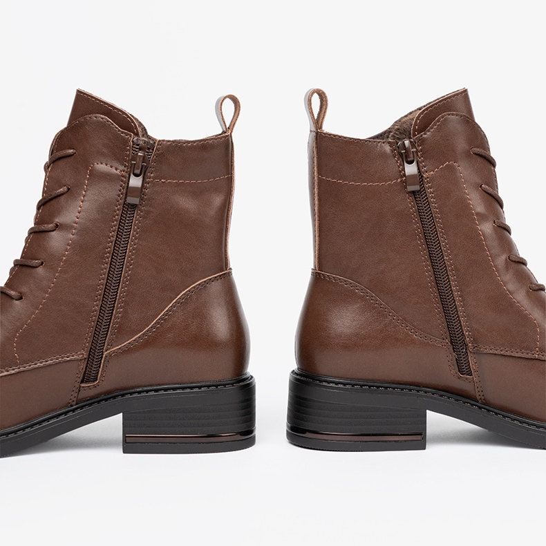 Botas de renda marrom com um salto baixo Sergio Leone 1