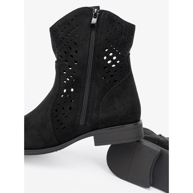 Seastar Botas Black Openwork no estilo de cowboy preto 1