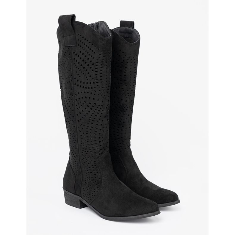 Seastar Botas Black Openwork no estilo de um cowboy preto 1 Seastar Botas Black Openwork no estilo de um cowboy preto 1