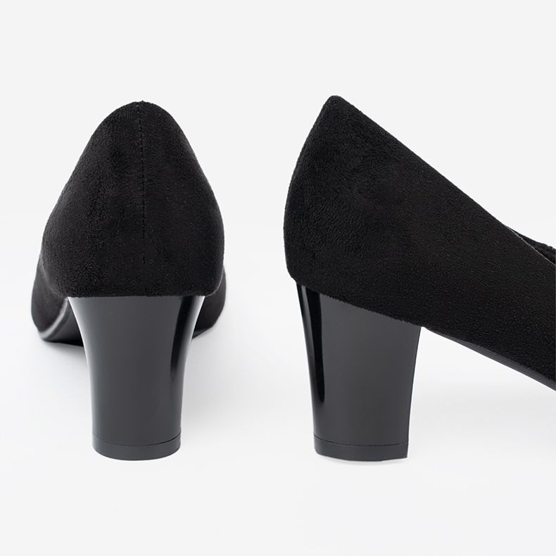 Goodin Bombas das mulheres negras com uma flor decorativa preto 1