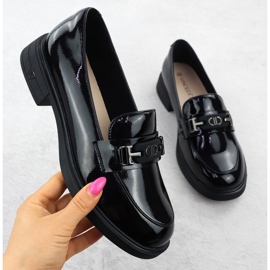 Sapatos de couro feminino mocassistas envernizados Vinceza 39957 preto 1