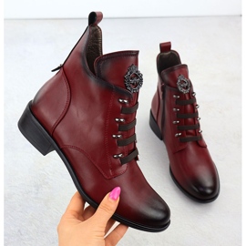 Botas femininas de salto plano isoladas jezzi ASA198-21 vermelho 1