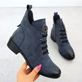 Botas femininas de salto plano isoladas azul jezzi ASA198-21 1