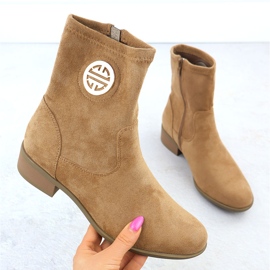 Botas de camurça feminina com decoração bege jezzi 198-28 1 Botas de camurça feminina com decoração bege jezzi 198-28 1