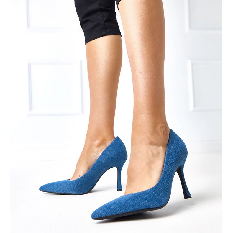 Bombas de jeans em fardos altos saltos azul 1