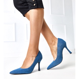 Bombas de jeans em fardos altos saltos azul 2