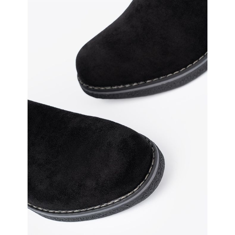 Shelvt Botas pretas simples com um salto confortável preto 1 Shelvt Botas pretas simples com um salto confortável preto 1