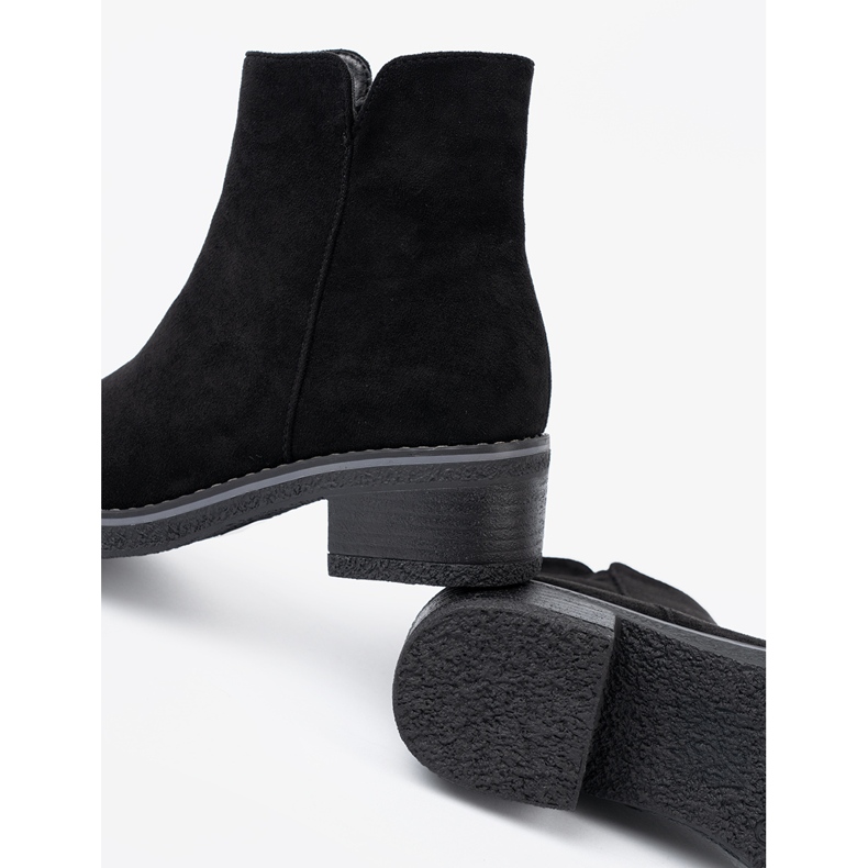 Shelvt Botas pretas simples com um salto confortável preto 2 Shelvt Botas pretas simples com um salto confortável preto 2
