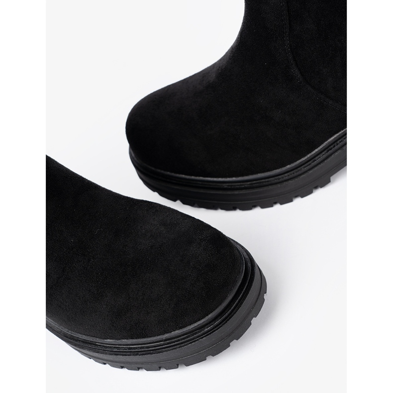 Shelvt Botas femininas negras com sola enorme preto 1