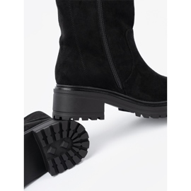 Shelvt Botas femininas negras com sola enorme preto 2