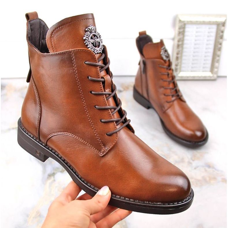 Bota com cadarço e zíper Potocki W WOL171C marrom 1