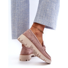 S.Barski Mocassins femininos em camurça com decoração D&amp;A TW117 rosa 4