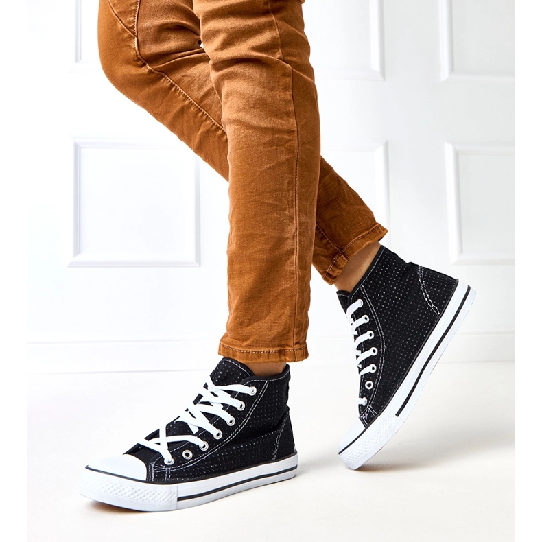 Tênis de tênis Black Openwork High Taris preto 1