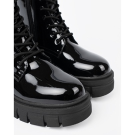 Shelvt Trabalhadores envernizados negros em uma sola enorme preto 1