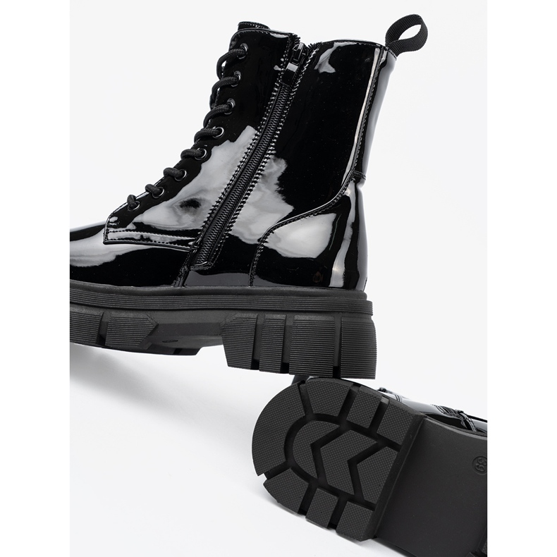 Shelvt Trabalhadores envernizados negros em uma sola enorme preto 2