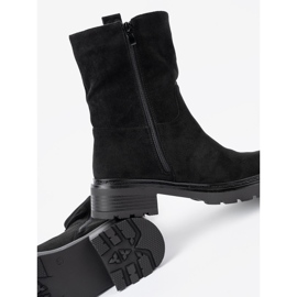 Shelvt Botas pretas em uma sola grossa com parte superior do tornozelo preto 1