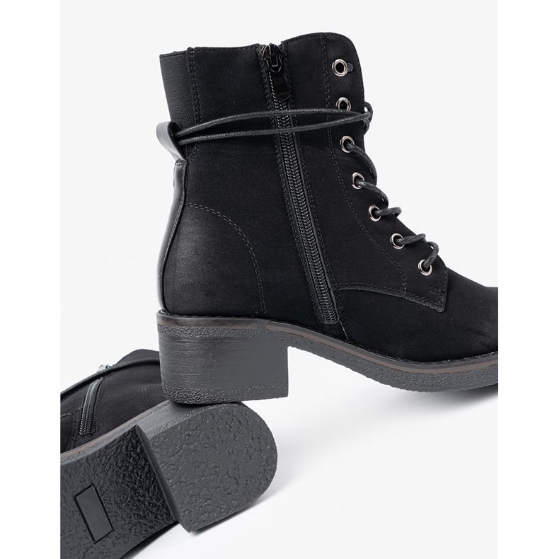 Shelvt Botas de renda com cheiro baixo preto 1