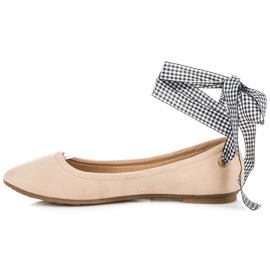 Ch. Creation Bailarinas de camurça com fita marrom 1