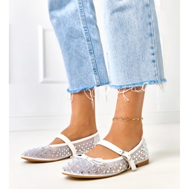 Bailarinas de malha branca com cristais elásides branco 1