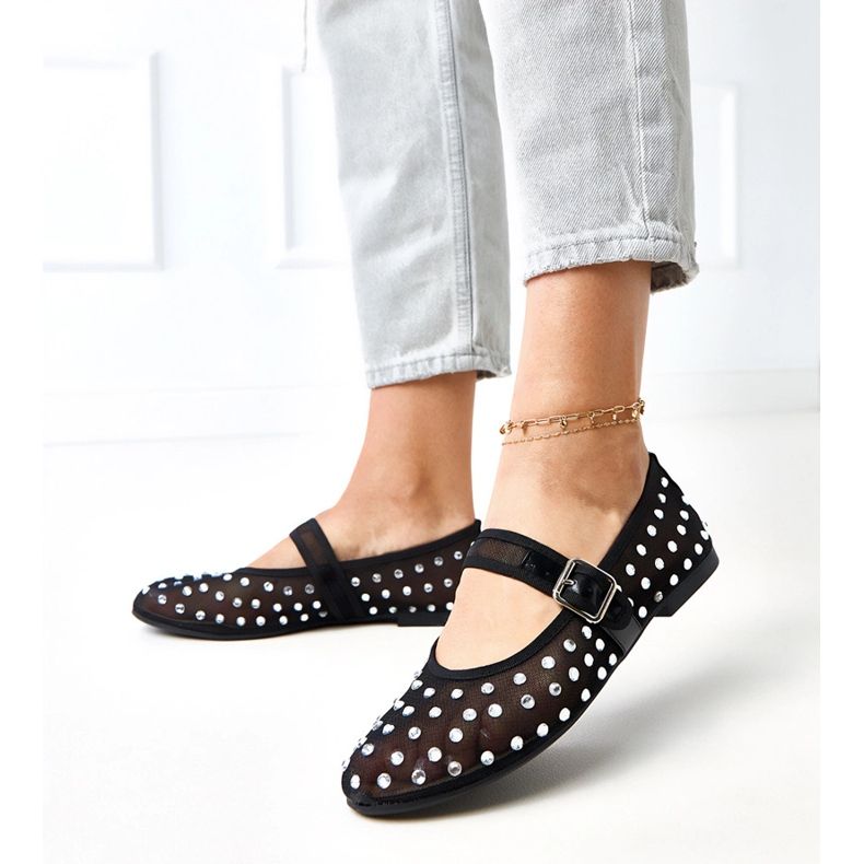 Bailarinas de malha preta com cristais Malmo preto 2