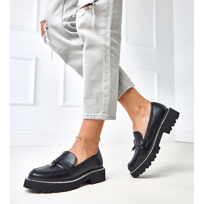 Mocas negros com decoração e zircônia cúbica preto 2