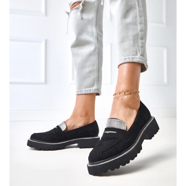 Black Ekozamszu Mocassins Decorados com Zircônia cúbica Klooren preto 2