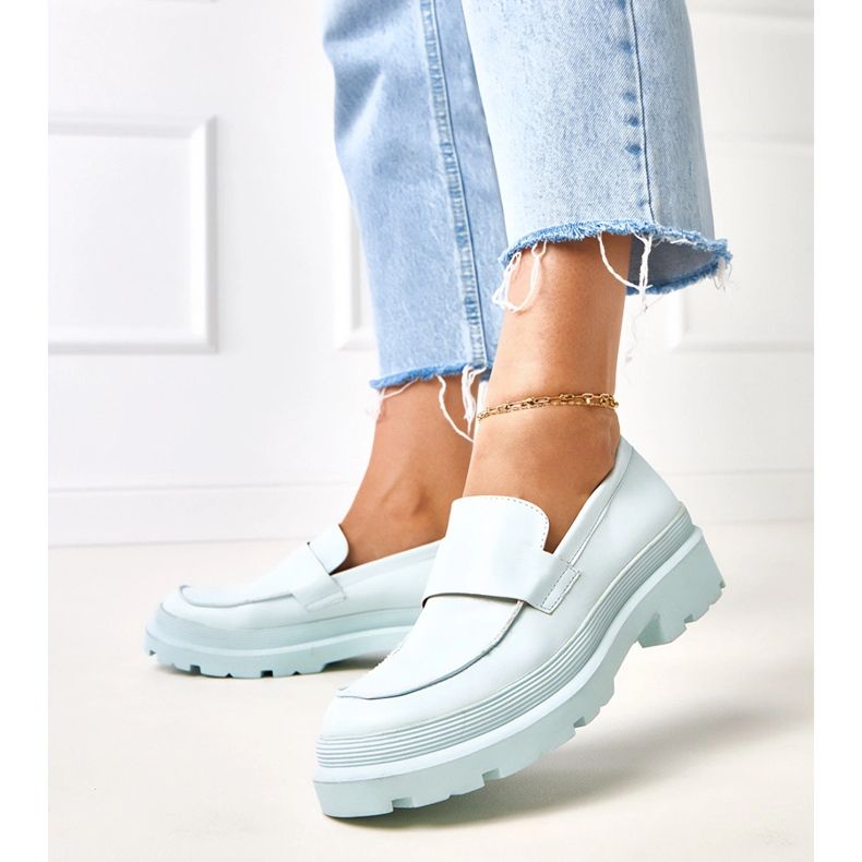 Mocassins azuis feitos de serafina ecológica azul 1