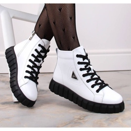 Botins de couro na plataforma Filippo W PAW382B, branco 2