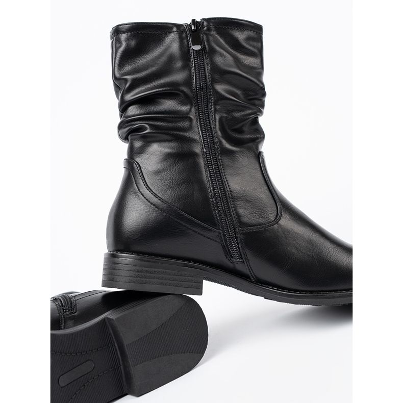 Shelvt Botas pretas confortáveis ​​com babados preto 1