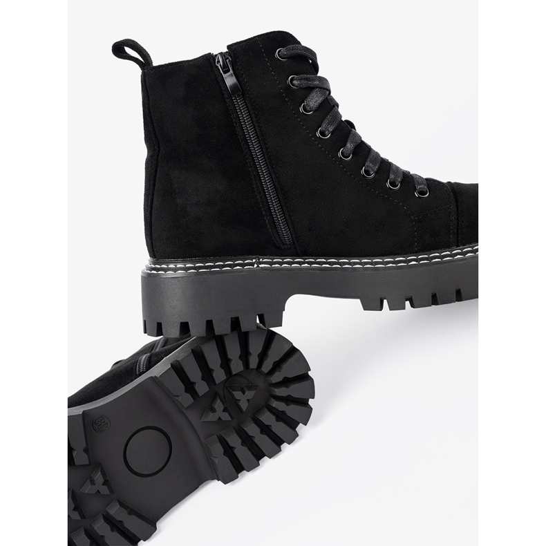Shelvt Botas de renda preta com um coração brilhante preto 1