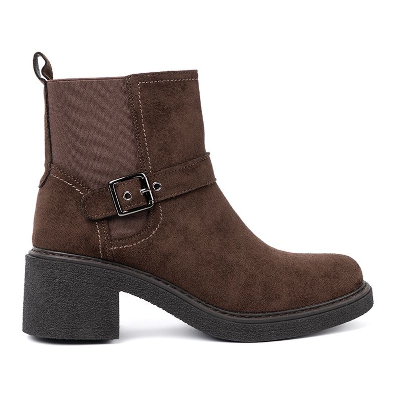 Shelvt Botas marrons elegantes em um salto estável castanho 2