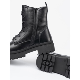 Botins femininos pretos com cadarço 1