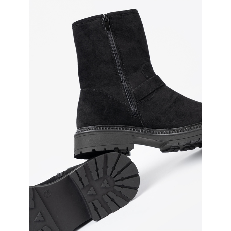 Shelvt Botas pretas modernas com fivelas de prata preto 1