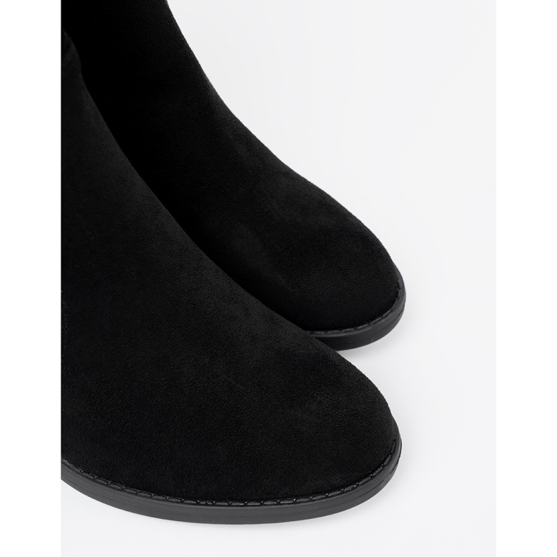 Shelvt Botas pretas elegantes em um pilar com uma parte superior em ruínas preto 1 Shelvt Botas pretas elegantes em um pilar com uma parte superior em ruínas preto 1