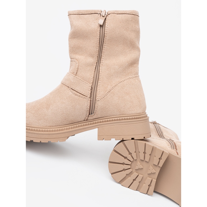Shelvt Botas jsnobeżowe elegantes com fivelas decorativas 2