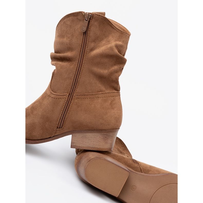 Shelvt Botas femininas marrons com um corte clássico marrom 1