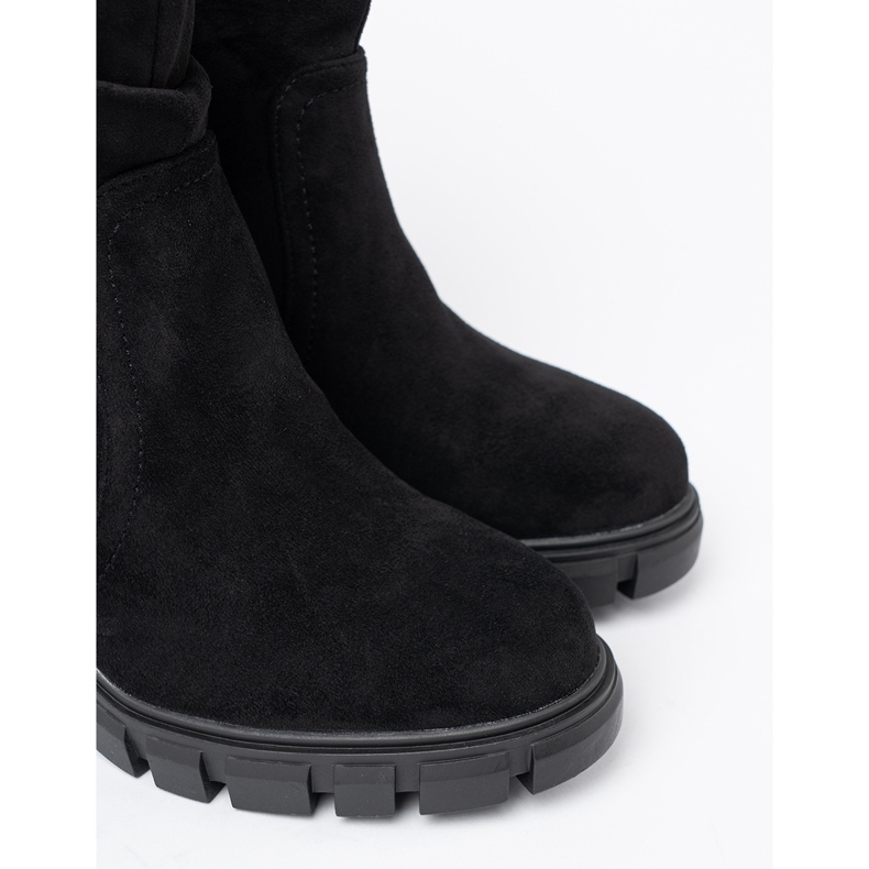 Shelvt Botas pretas elegantes com uma parte superior enrugada preto 1