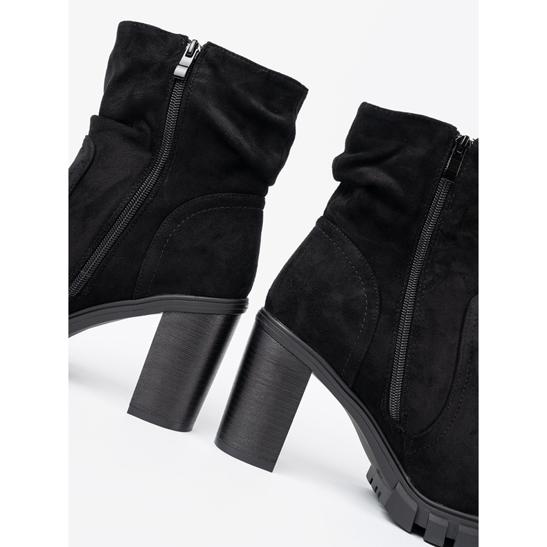 Shelvt Botas pretas elegantes com uma parte superior enrugada preto 2