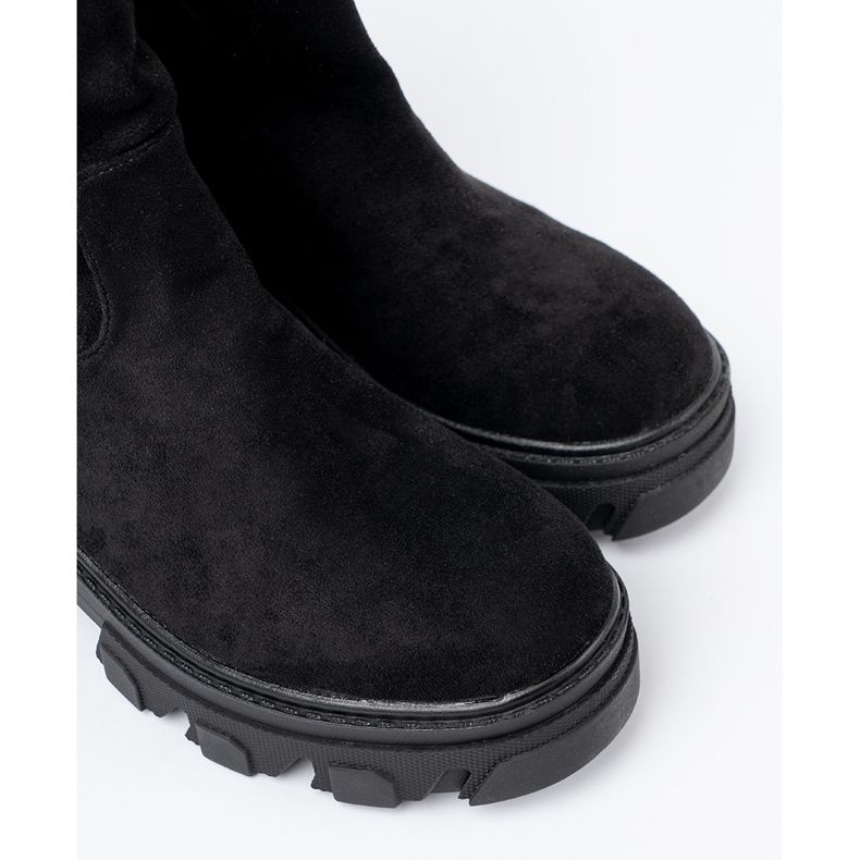 Shelvt Botas pretas com um corte minimalista preto 1