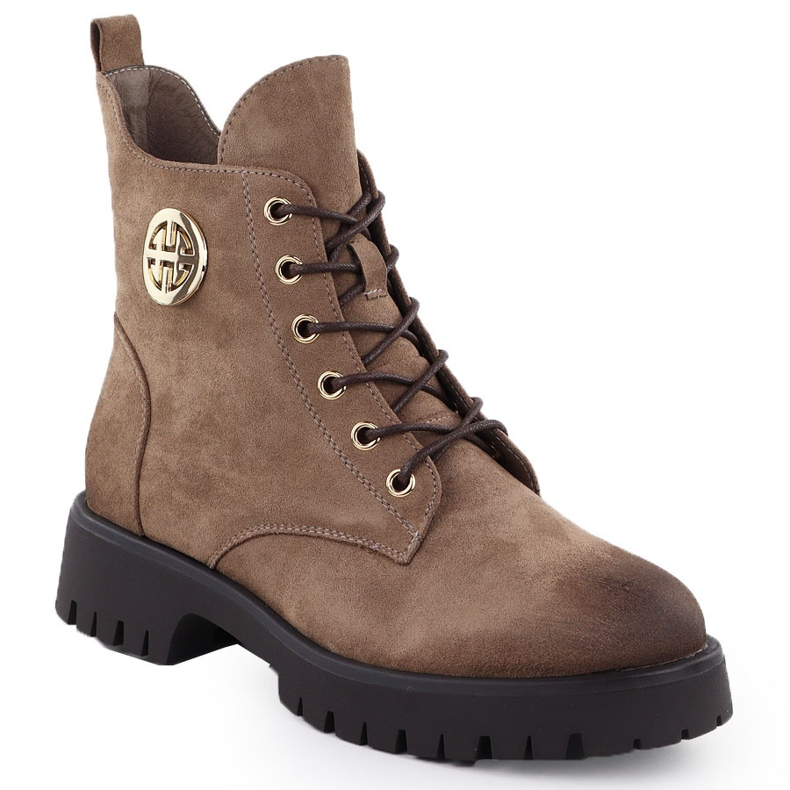 Botas de camurça isoladas femininas bege potocki z25-sz12672 1