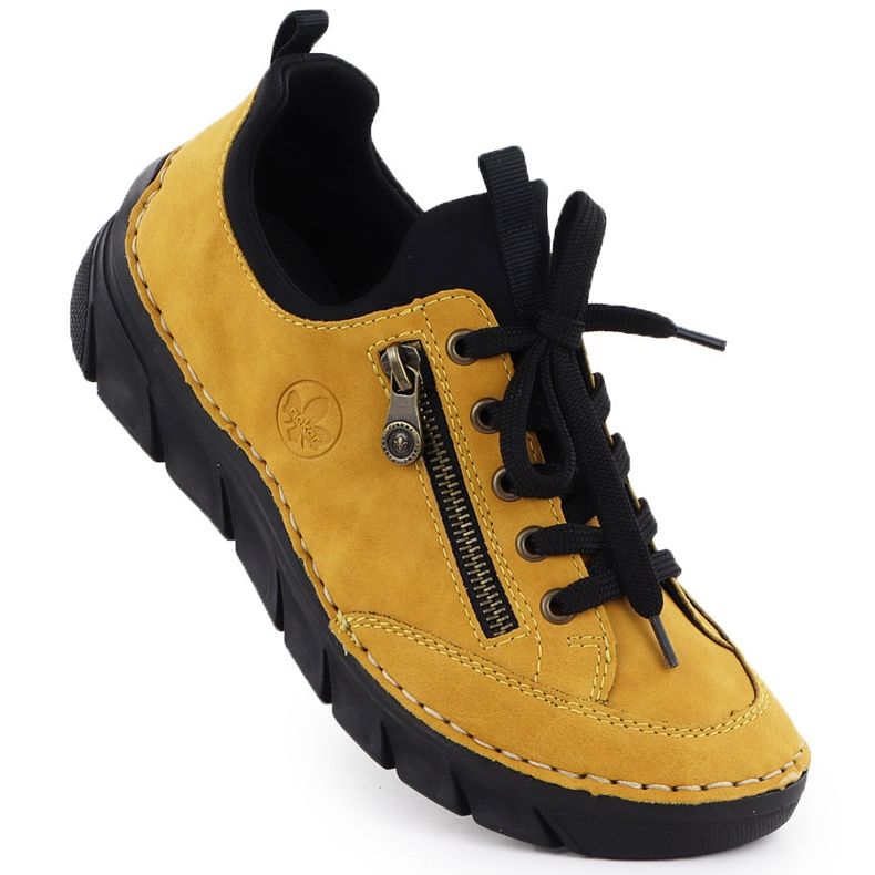 Sapatos femininos confortáveis ​​amarelo rieker 55073-68 1
