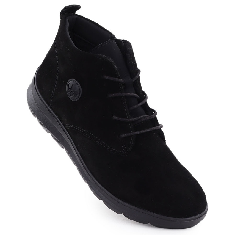 Botas de couro feminino Black Rieker Z0022-00 preto 1
