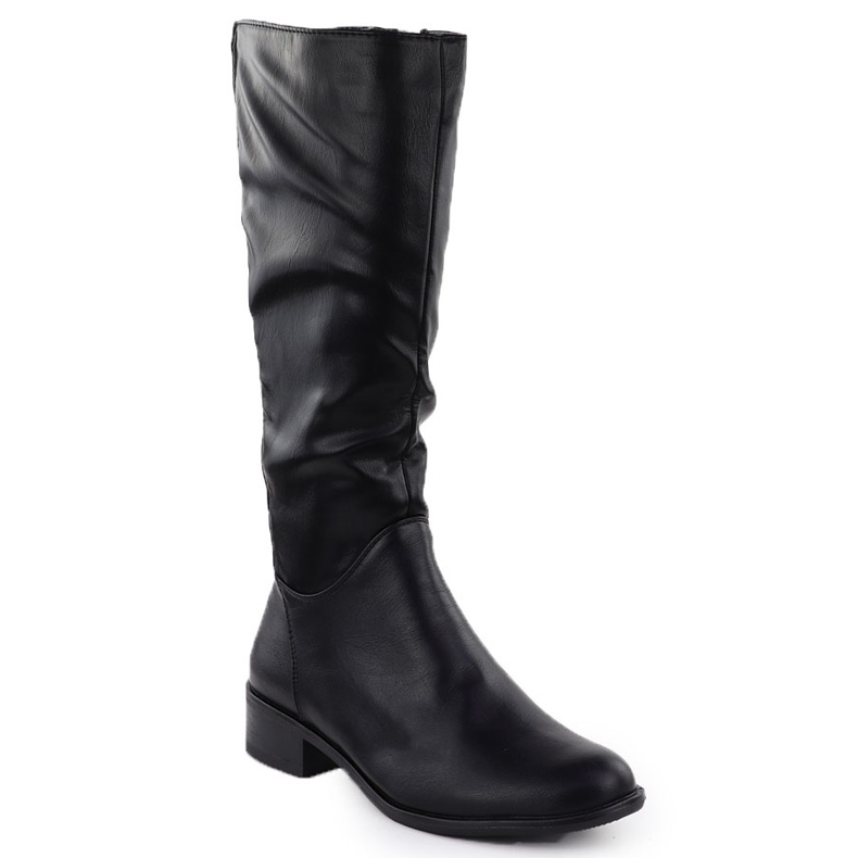 Botas de couro feminino preto jezzi ASA198-19 1