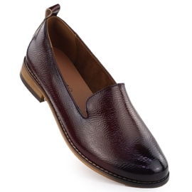 Sapatos femininos Lordes pintados de Borgonha Potocki 19337 vermelho 1