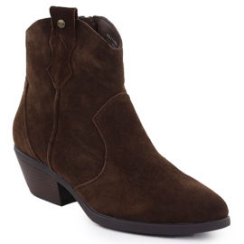 Botas de couro feminino botas de cowboy big star ss274463 marrom 1