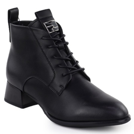 Black Vinceza 66805 Saltos altos de couro preto 1