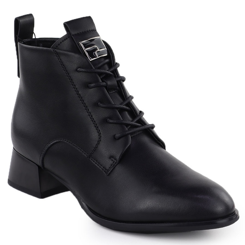 Black Vinceza 66805 Saltos altos de couro preto 1