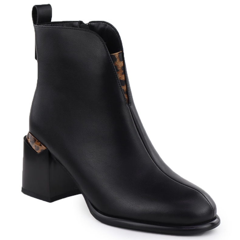 Botas de couro no post decorativo Vinceza 66811a preto 1