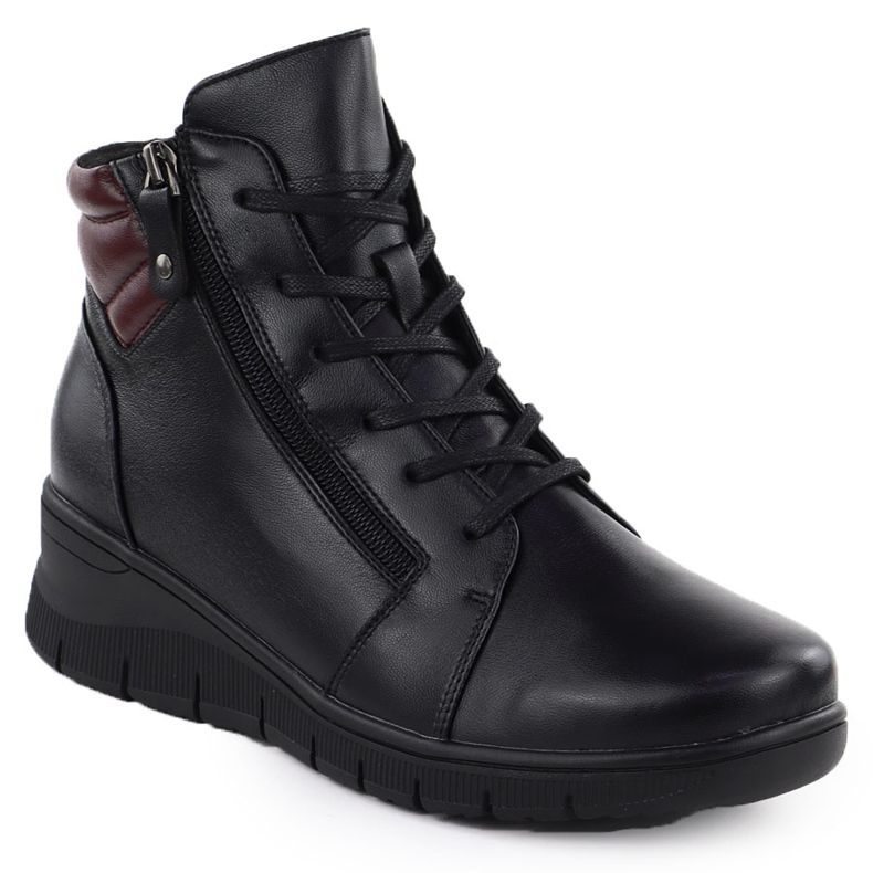 Botas de couro feminino nas cunhas Black Vinceza 39963 1