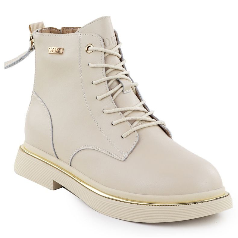 Botas de couro feminino Goe ss2n4101 bege 1
